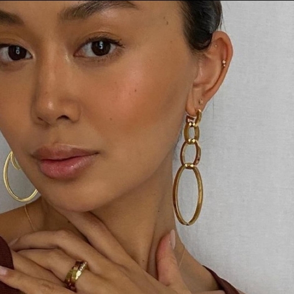 VITA FEDE Earrings "Cassio" - New in Bag - Gold Tone Modular Hoop Pierced - Picture 2 of 7